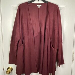 Maurice Solid Textured oversized‎ Long Sleeve Cardigan.  NWOT